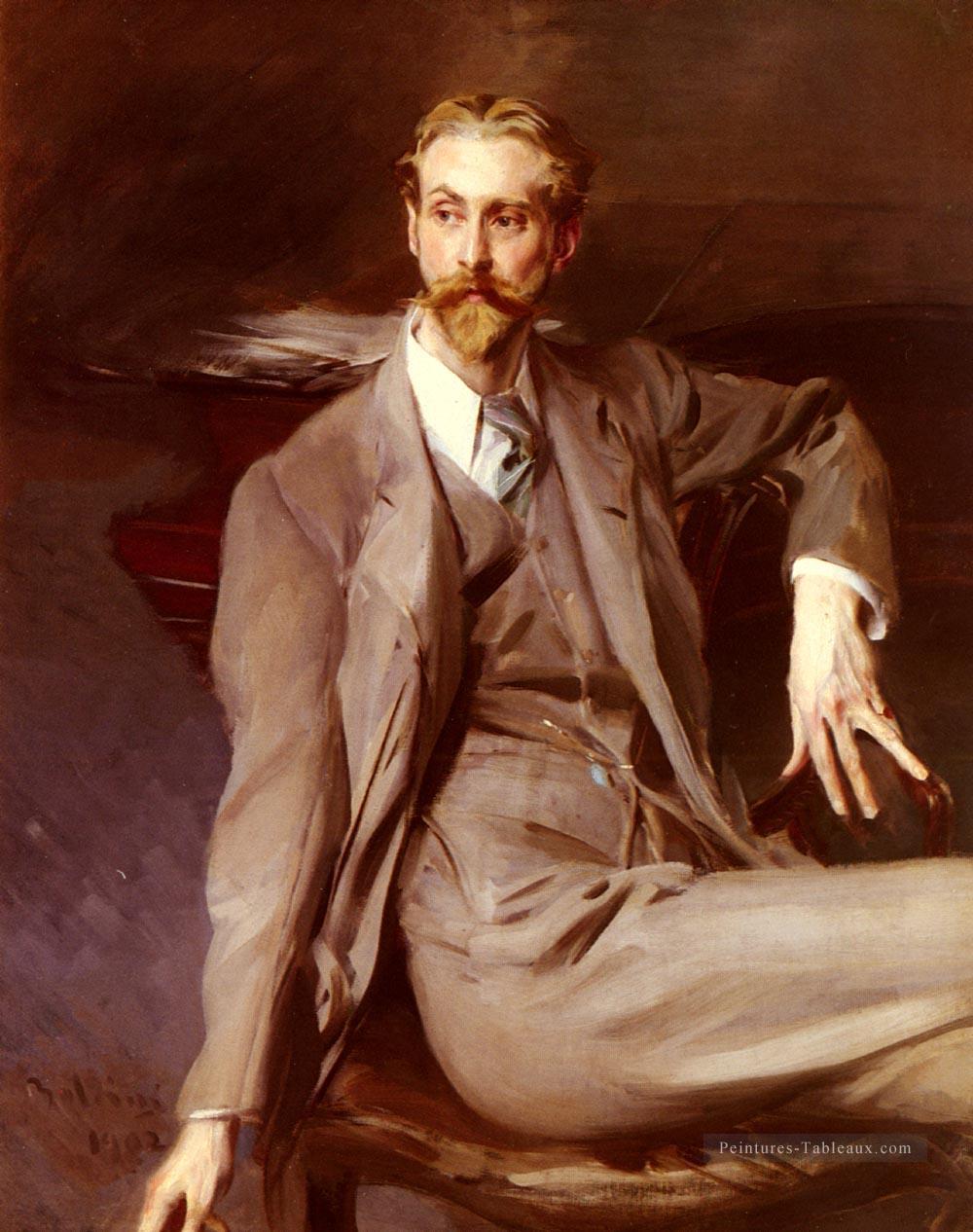 Portrait de l’artiste Lawrence Alexander Harrison genre Giovanni Boldini Peintures à l'huile